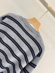 Monogram lettering crew neck knit cardigan