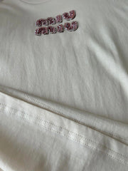 Pink rhinestone short-sleeved shirt