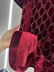 Red dress with rhinestone lettering