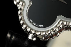 Four-leaf clover alligator leather watch