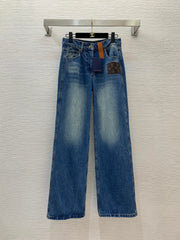 Patch pocket straight leg jeans
