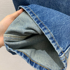 Patch pocket straight leg jeans