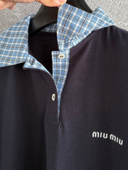 Plaid logo-trimmed polo shirt
