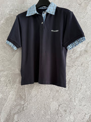 Plaid logo-trimmed polo shirt
