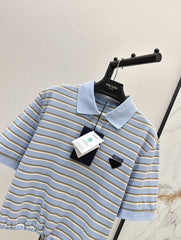 Striped Short-Sleeve Polo Shirt