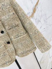 Gemstone-blend wool tweed plaid coat