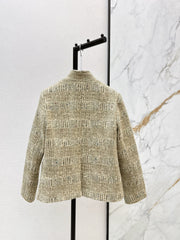 Gemstone-blend wool tweed plaid coat