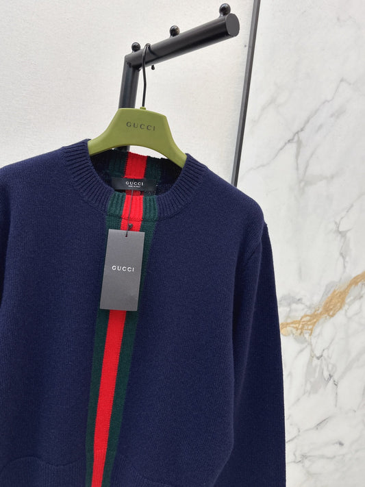 Red and Green Striped Cropped Sweater