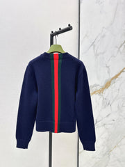 Red and Green Striped Cropped Sweater