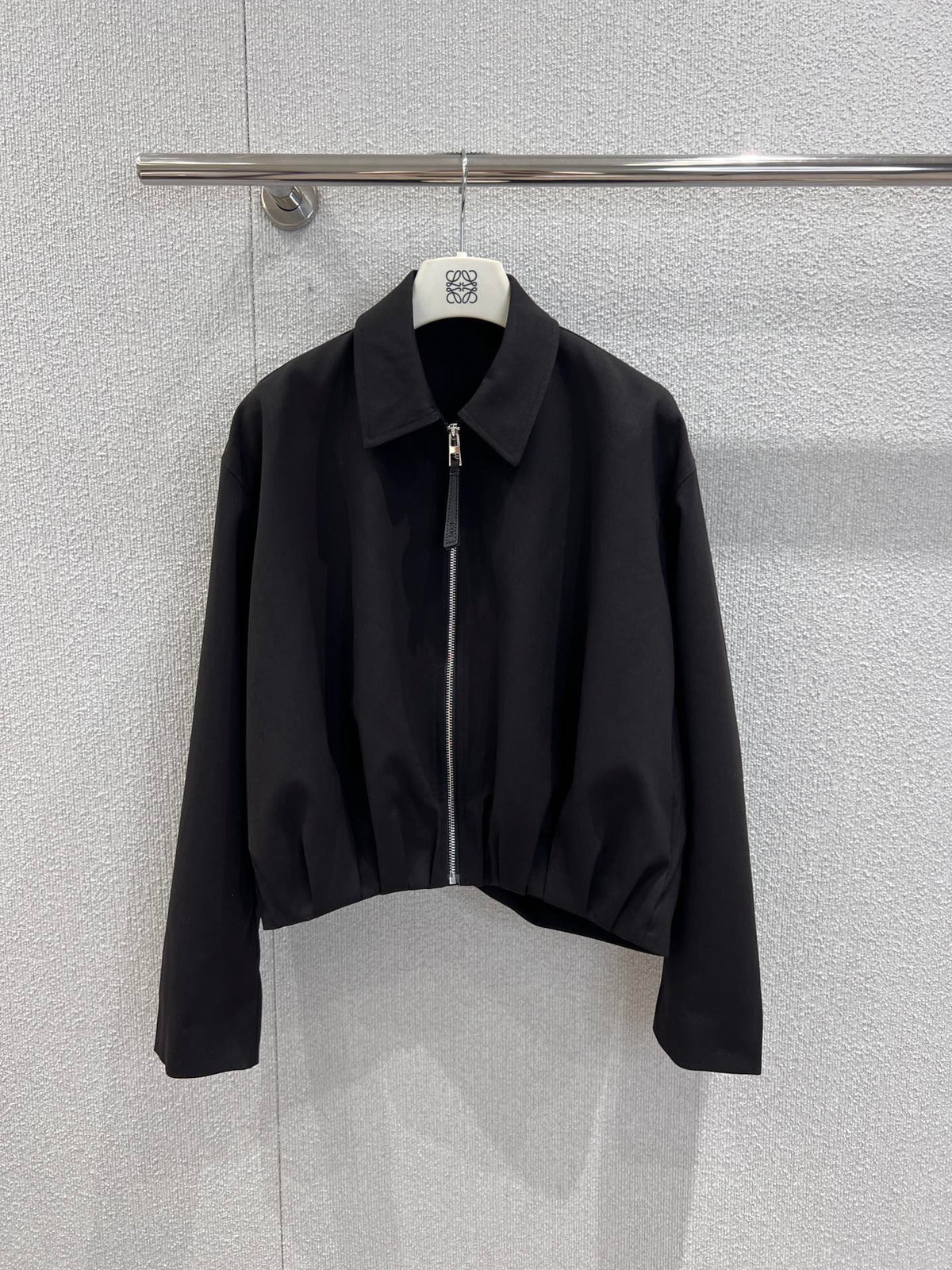 Lapel Zippered Wool Pleated Jacket