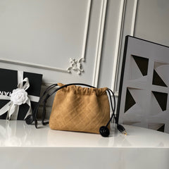 Suede Drawstring Pouch Bag