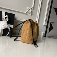 Suede Drawstring Pouch Bag