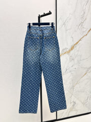 Laser-Washed Straight-Leg Denim Trousers