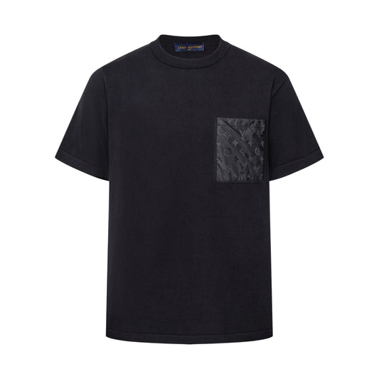 Nylon-Paneled Monogram Pocket Knitted Short-Sleeve Top