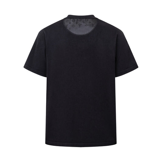 Nylon-Paneled Monogram Pocket Knitted Short-Sleeve Top