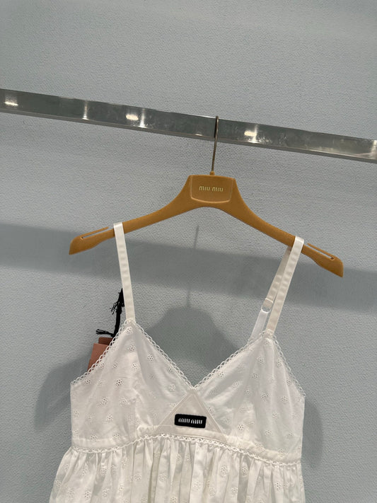 Hollow-out cotton-linen camisole