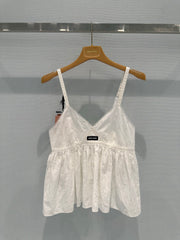 Hollow-out cotton-linen camisole