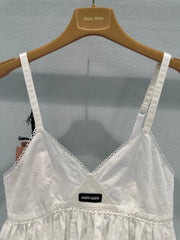 Hollow-out cotton-linen camisole