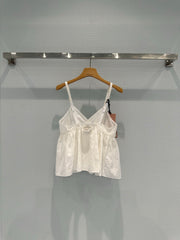 Hollow-out cotton-linen camisole