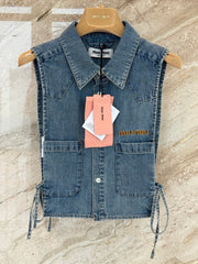 Denim drawstring vest