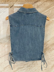 Denim drawstring vest