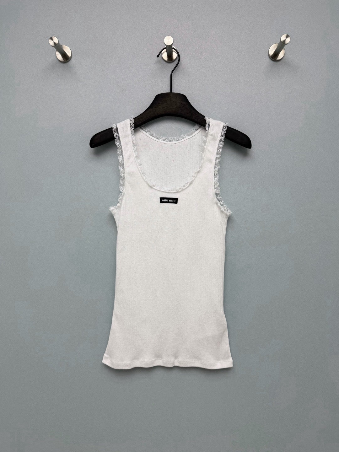 Lace-trimmed Ribbed Vest