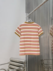 Letter Badge Striped Short-Sleeve T-Shirt