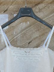 Patchwork lace linen camisole