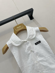 Embroidered sleeveless tie-front vest