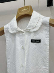 Embroidered sleeveless tie-front vest