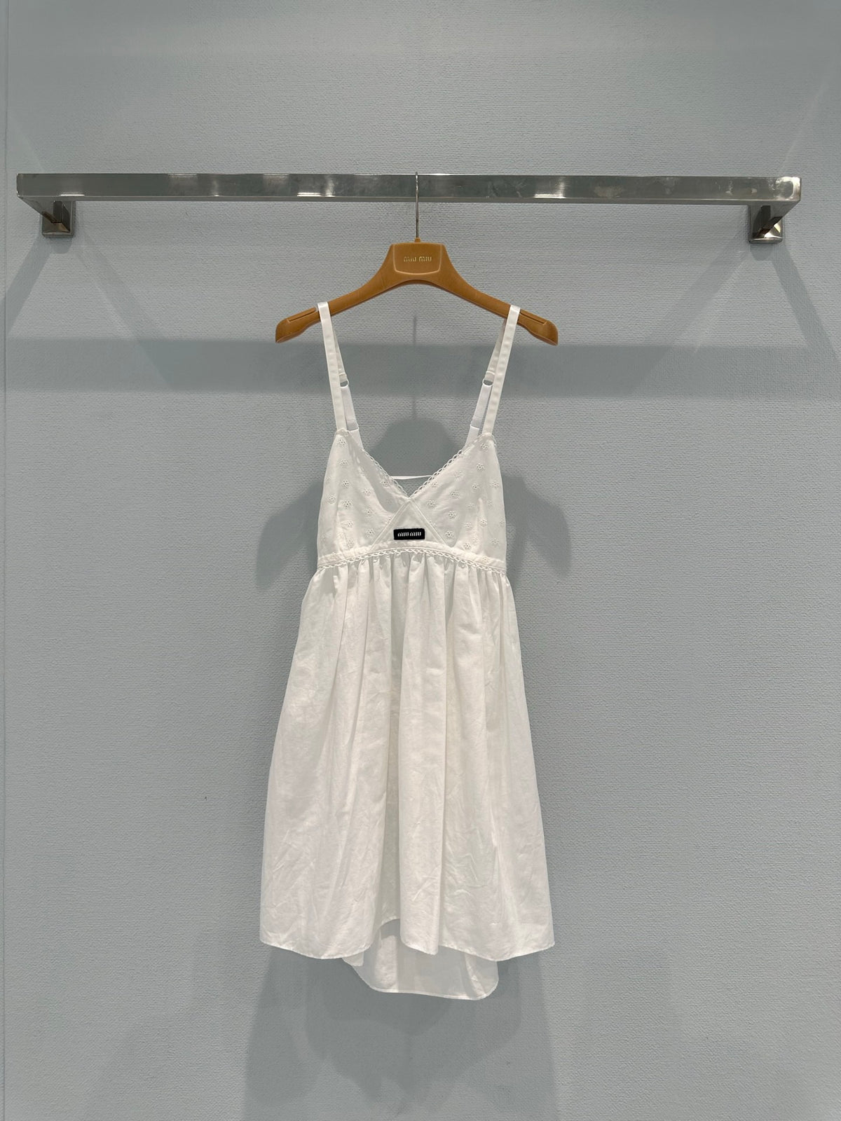 Linen and cotton patchwork slip dress