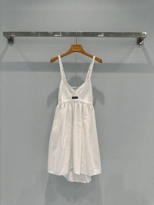 Linen and cotton patchwork slip dress