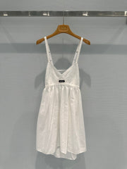 Linen and cotton patchwork slip dress