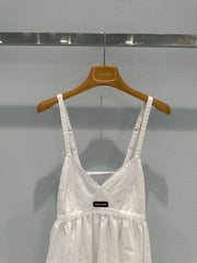 Linen and cotton patchwork slip dress
