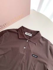 Faux two-piece layered polo long-sleeved shirt