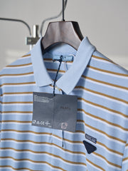 Triangular Logo Striped Short-Sleeve Shirt