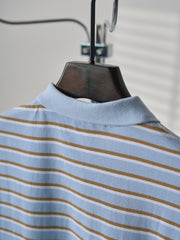 Triangular Logo Striped Short-Sleeve Shirt