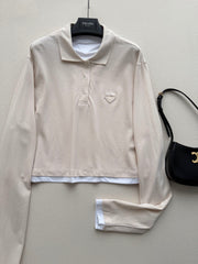 Faux Two-Piece Cropped Polo Shirt