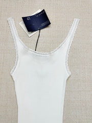 Cotton lace V-neck vest