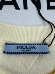 Pale yellow ribbed crew neck short-sleeved shirt