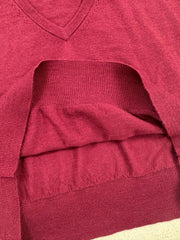 Angolan Red Deep V-Neck Cashmere Sweater