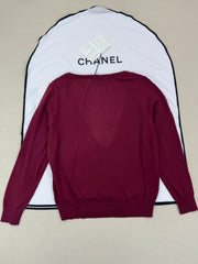Angolan Red Deep V-Neck Cashmere Sweater