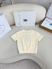 Creamy yellow simple short-sleeved shirt