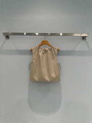 Khaki drawstring shorts + vest set
