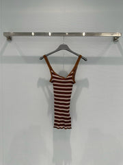Lace-trimmed striped vest