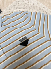 Striped short-sleeved polo shirt