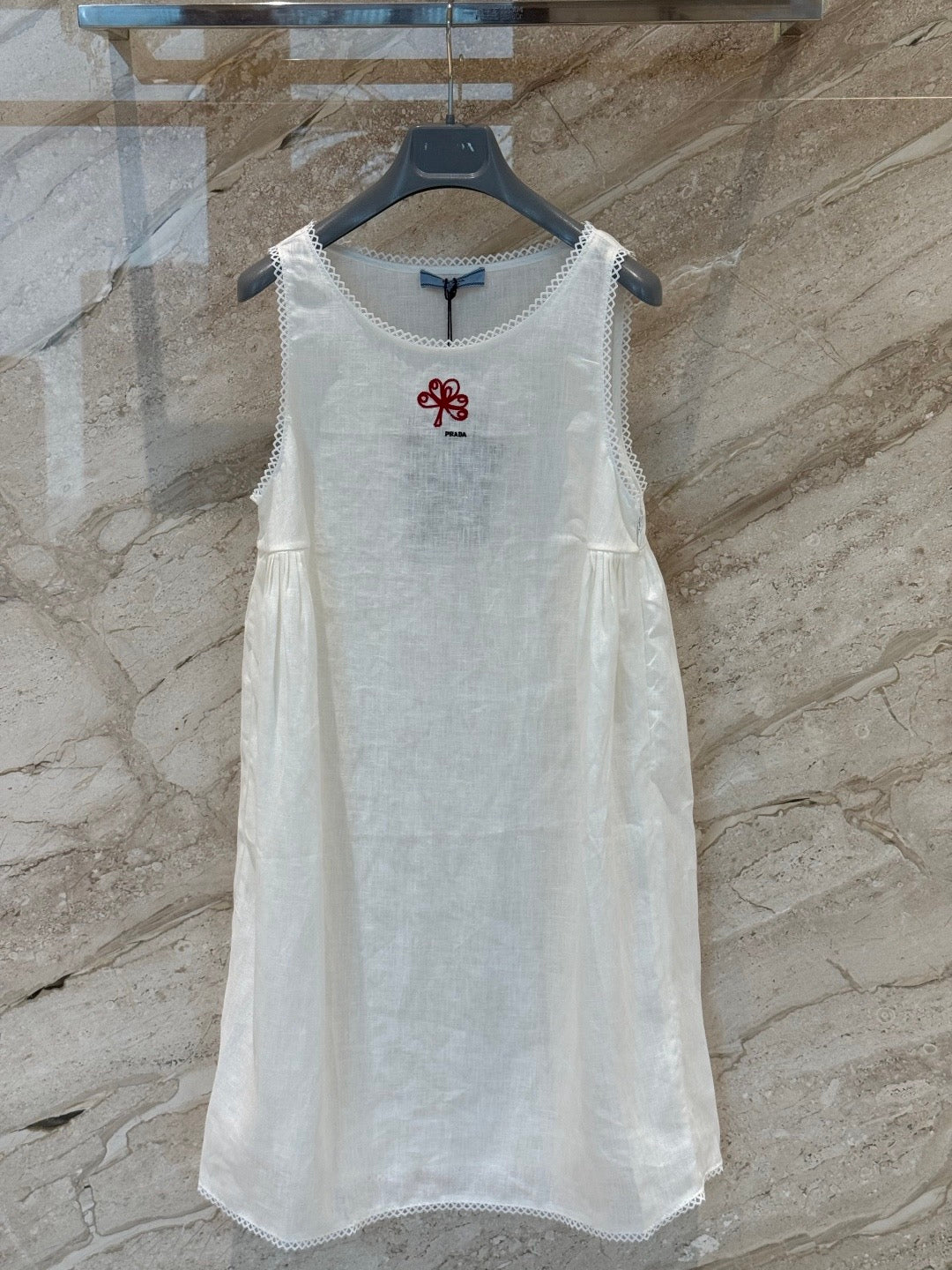 Textured White Sleeveless Dress