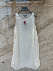Textured White Sleeveless Dress