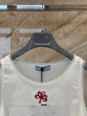 Textured White Sleeveless Dress