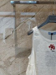 Textured White Sleeveless Dress